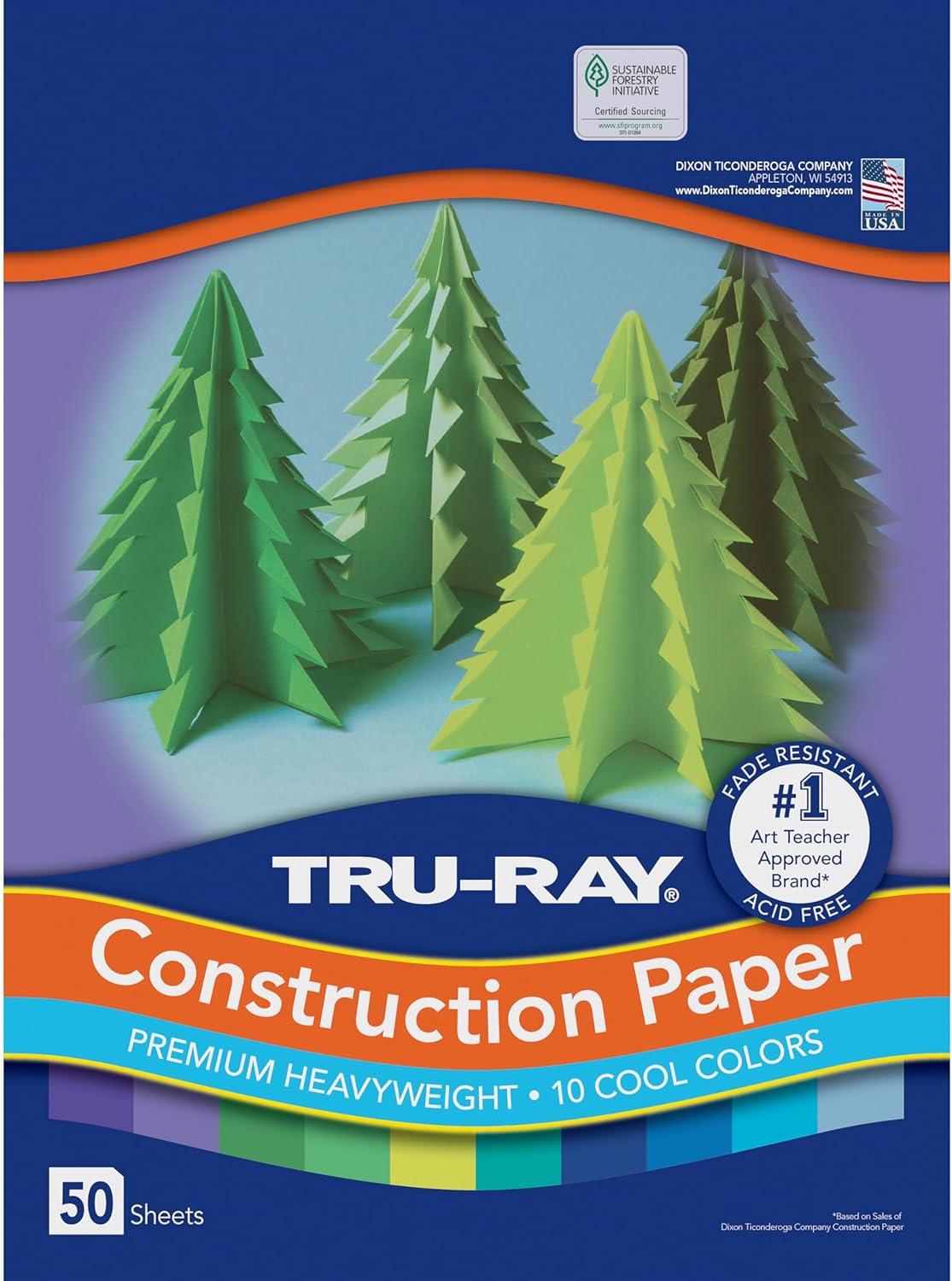 image:imageTruRay Construction Paper P103031 10 Classic Colors 9 x 12 50 SheetsCool Color Assortment
