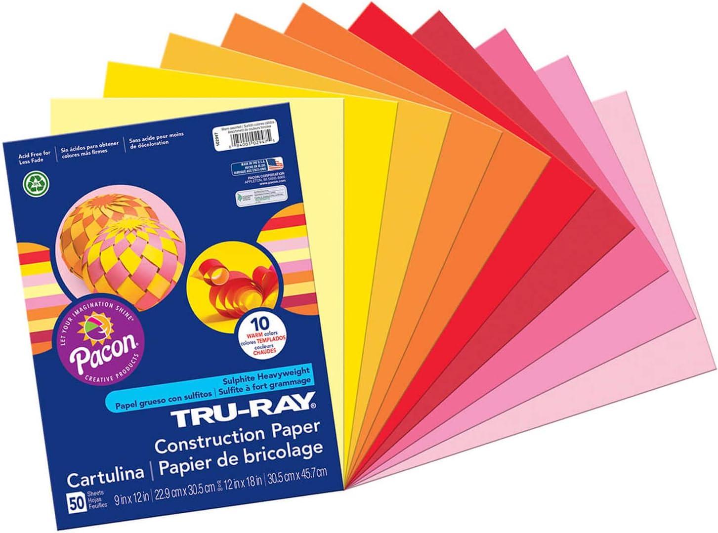 image:imageTruRay Construction Paper P103031 10 Classic Colors 9 x 12 50 SheetsCool Color Assortment
