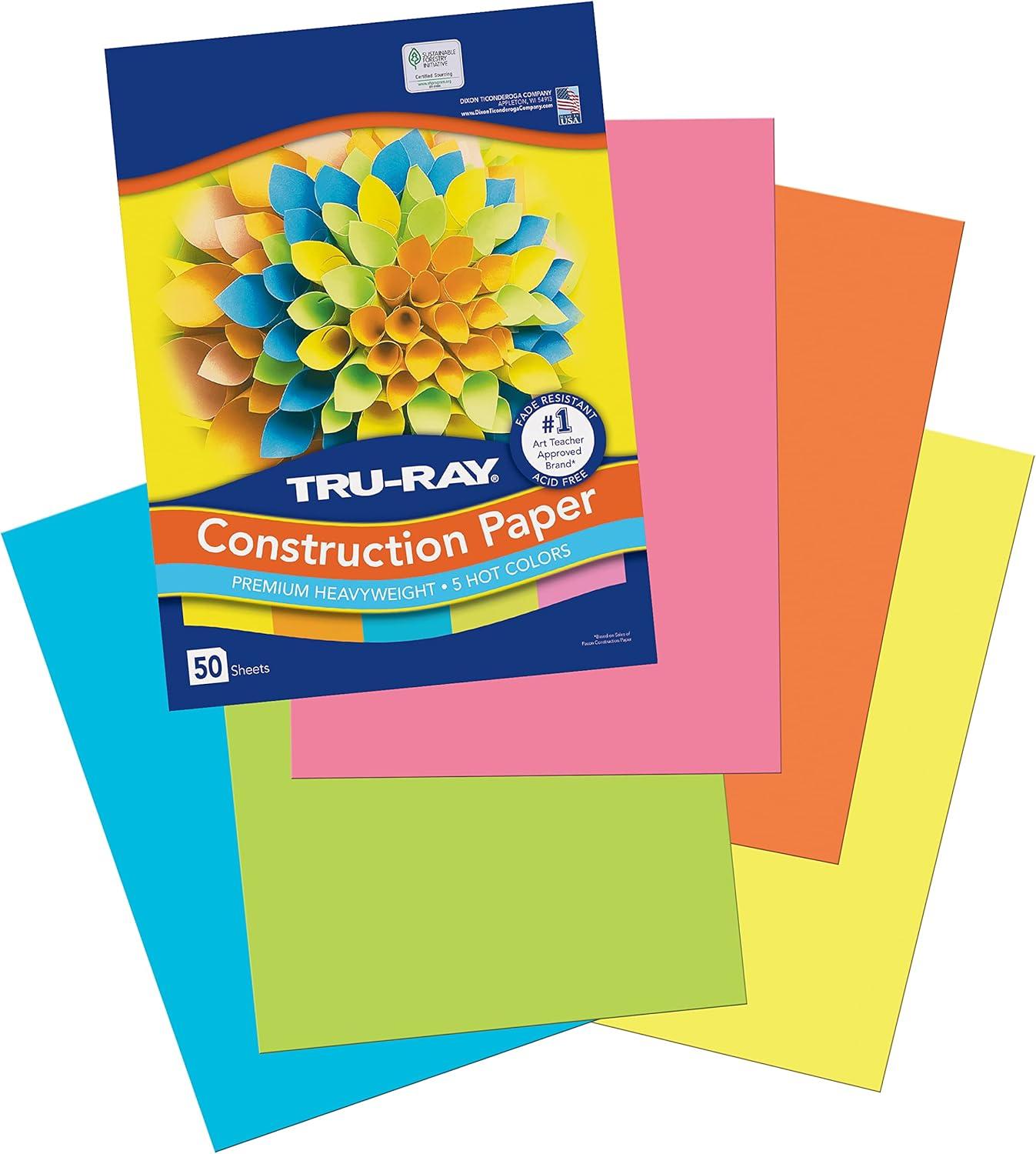 image:imageTruRay Construction Paper P103031 10 Classic Colors 9 x 12 50 SheetsHot Color Assortment