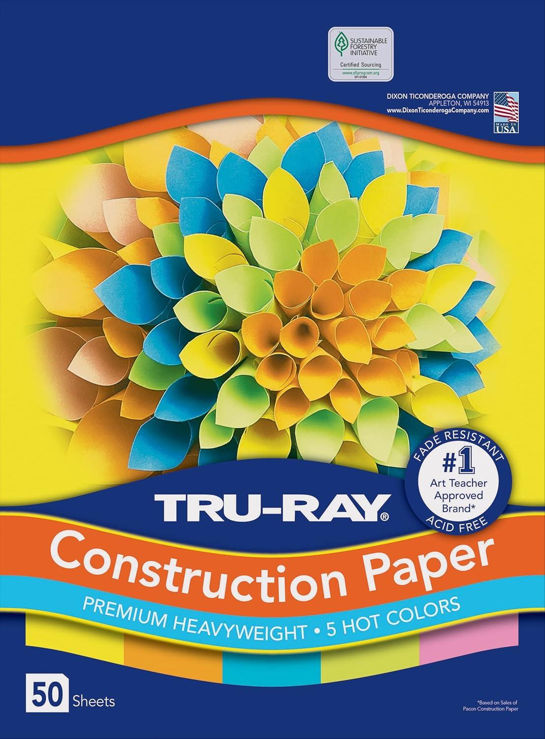 image:imageTruRay Construction Paper P103031 10 Classic Colors 9 x 12 50 SheetsHot Color Assortment