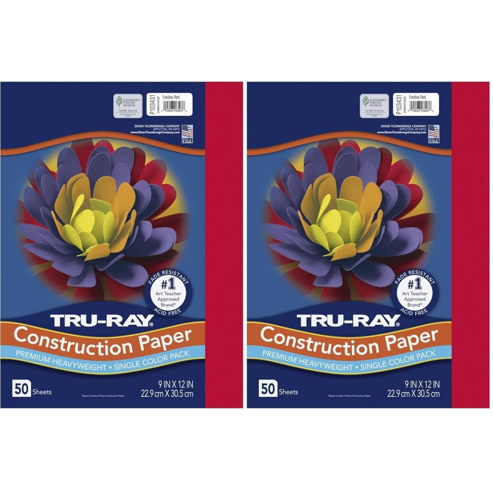image:imagePACON 103031 Pacon TruRay Heavyweight Construction Paper Festive Red 9 x 12 50 Sheets 1034319 x 12 Inches Pack of 2