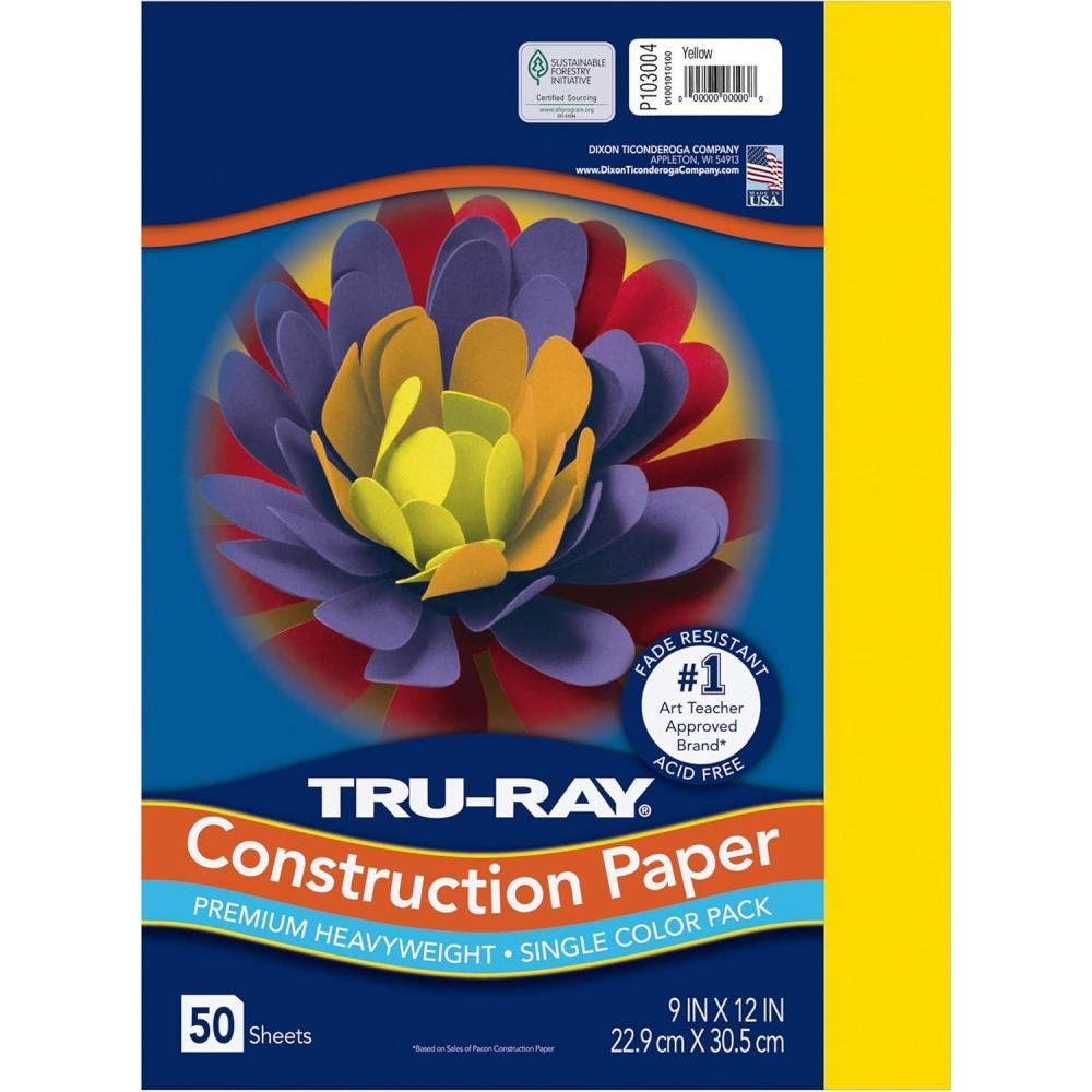image:imagePACON TruRay Construction Paper 9Inches by 12Inches 50Count Yellow 10300450 Count Pack of 1