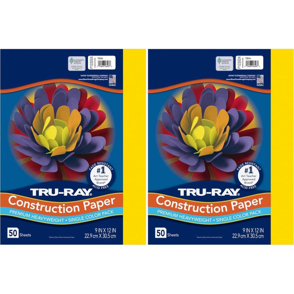 image:imagePACON TruRay Construction Paper 9Inches by 12Inches 50Count Yellow 10300450 Count Pack of 2