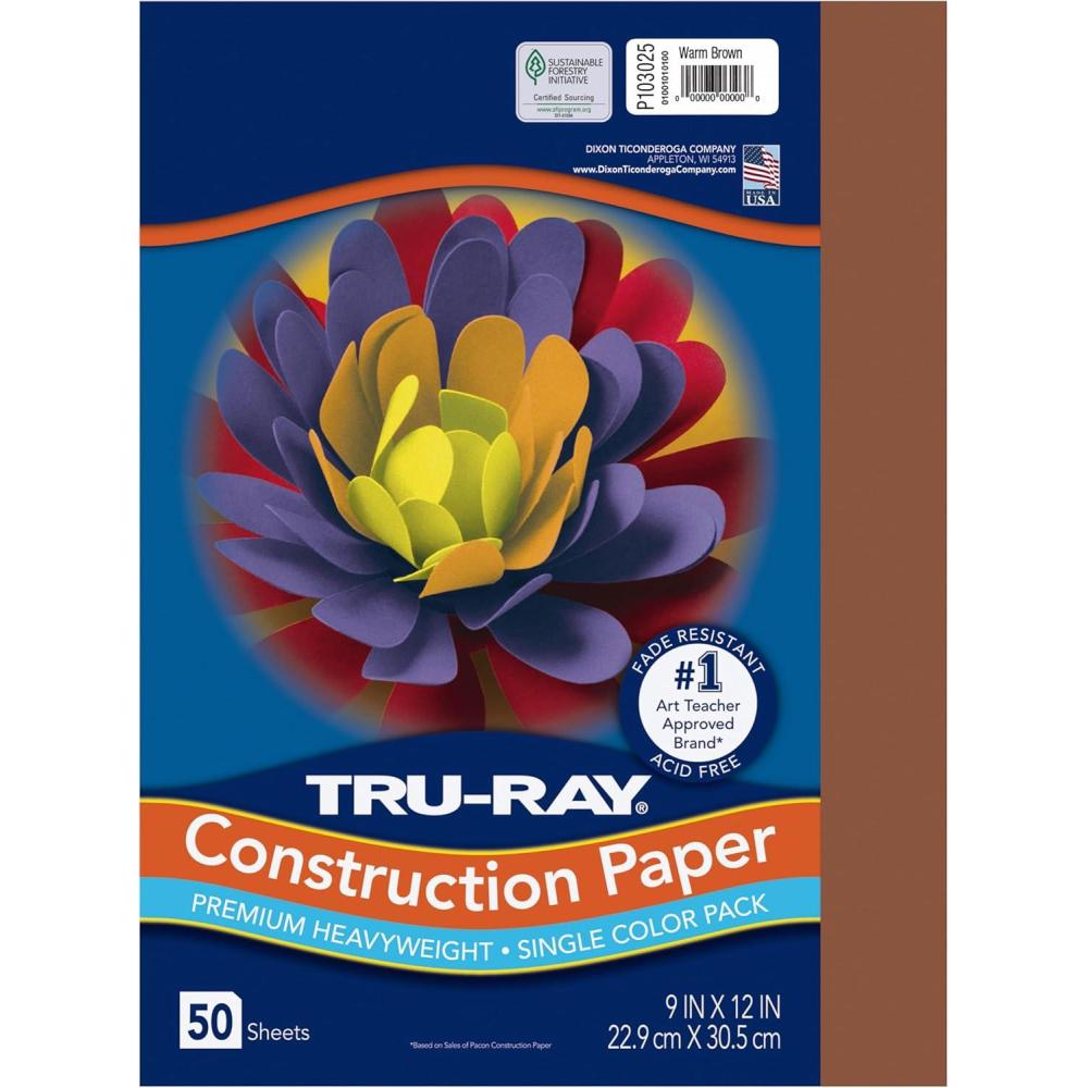 image:imagePACON103031 TruRay Heavyweight Construction Paper Warm Brown 9 x 12 50 Sheets50 Count Pack of 1