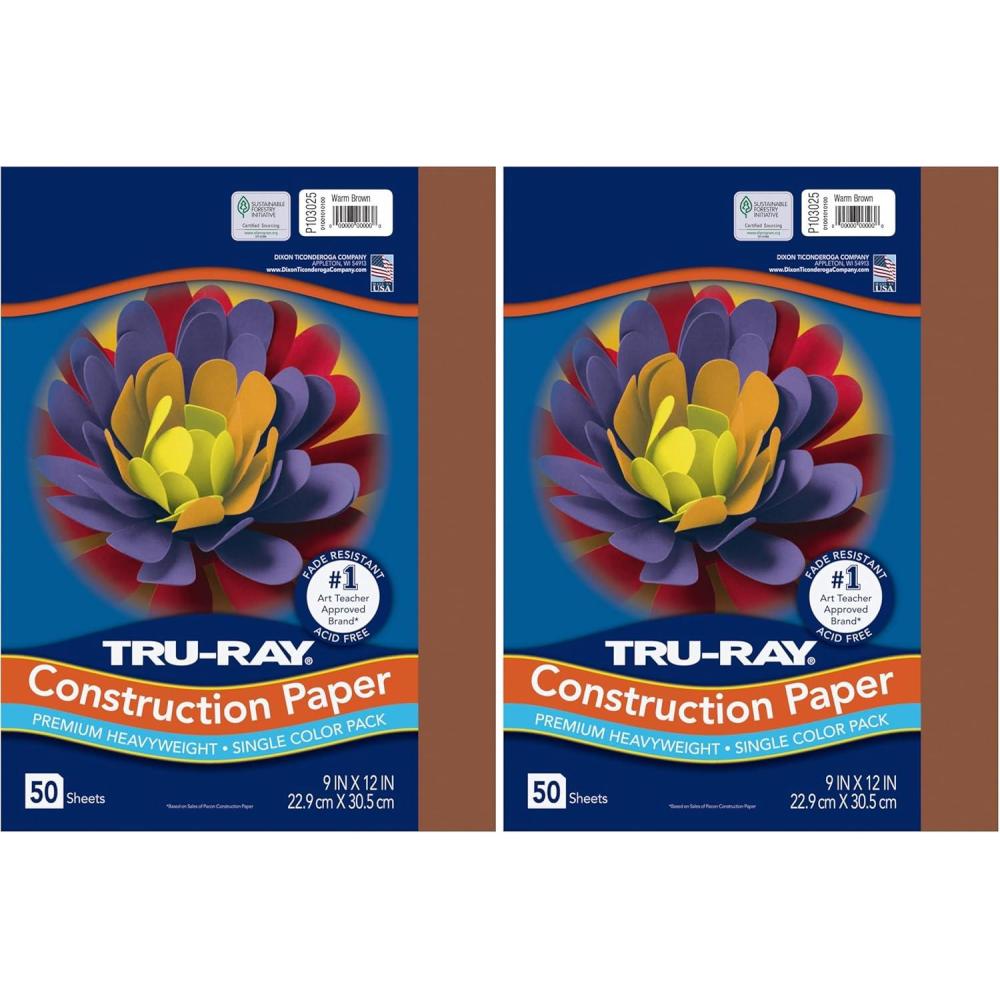 image:imagePACON103031 TruRay Heavyweight Construction Paper Warm Brown 9 x 12 50 Sheets50 Count Pack of 2
