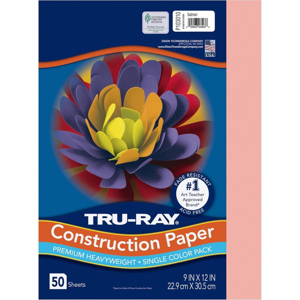 image:imagePacon 103010 TruRay Construction Paper 76 lbs 9 x 12 Salmon 50 SheetsPack