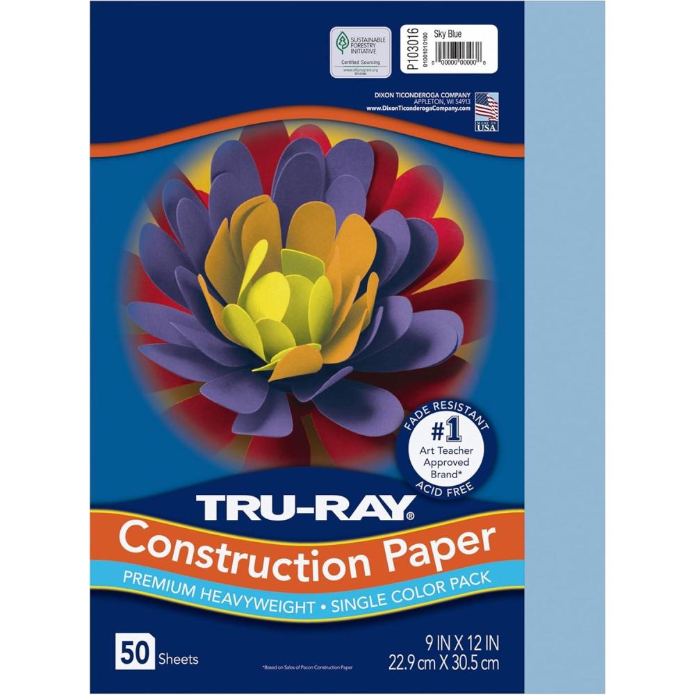 image:imageTruRay Construction Paper 50 Recycled 9 x 12 Sky Blue Pack Of 50