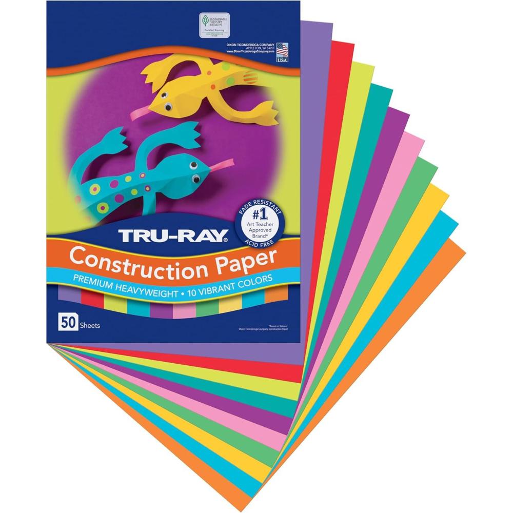 image:imageTruRay Construction Paper P103031 10 Classic Colors 9 x 12 50 SheetsBright Color Assortment