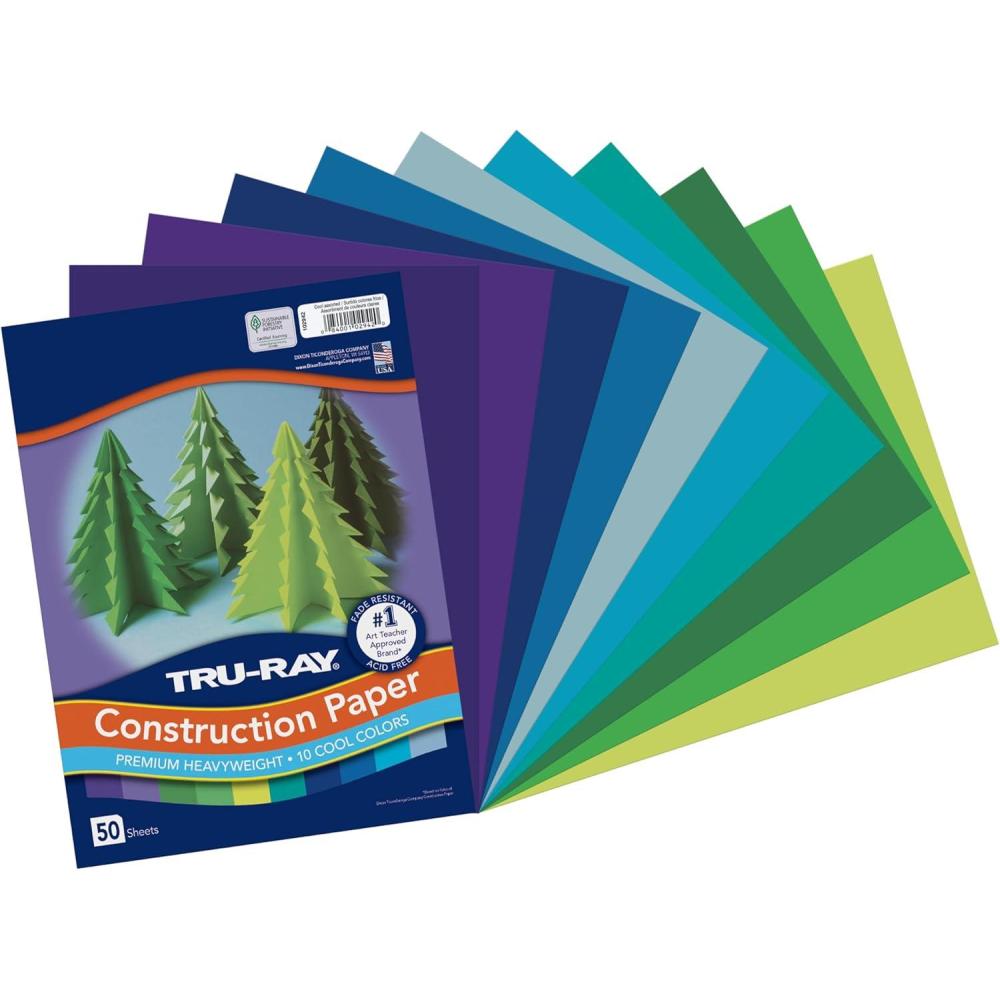 image:imageTruRay Construction Paper P103031 10 Classic Colors 9 x 12 50 SheetsCool Color Assortment