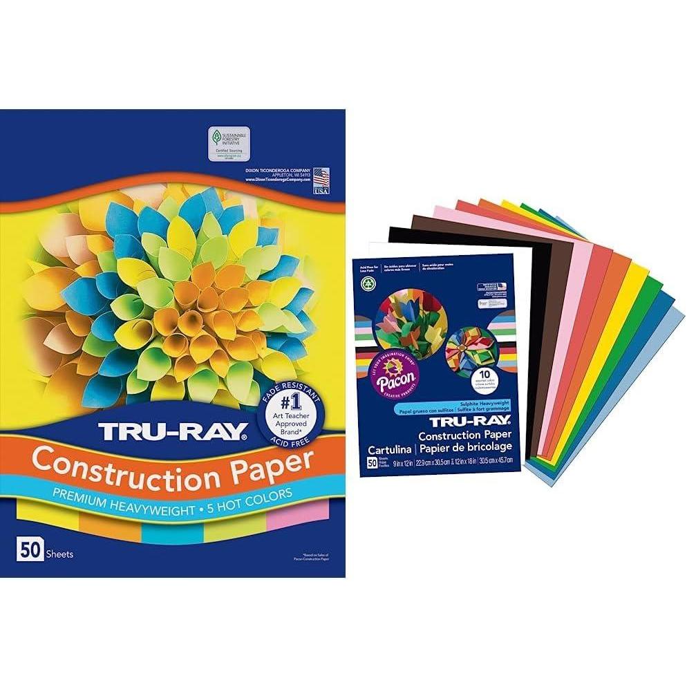 image:imageTruRay Construction Paper P103031 10 Classic Colors 9 x 12 50 SheetsHot Color Assortment
