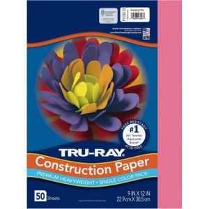 CONST PPR 9X12 Shocking Pink TRURAY 50 SHTS(9 x 12 Inches)