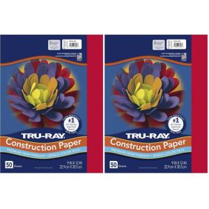 PACON – 103031 Pacon Tru-Ray Heavyweight Construction Paper, Festive Red, 9″ x 12″, 50 Sheets – 103431(9 x 12 Inches (Pack of 2))