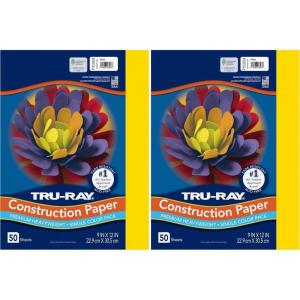 PACON Tru-Ray Construction Paper, 9-Inches by 12-Inches, 50-Count, Yellow (103004)(50 Count (Pack of 2))