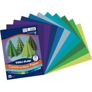Tru-Ray Construction Paper P103031, 10 Classic Colors, 9″ x 12″, 50 Sheets(Cool Color Assortment)