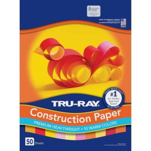 Tru-Ray Construction Paper P103031, 10 Classic Colors, 9″ x 12″, 50 Sheets(Warm Color Assortment)