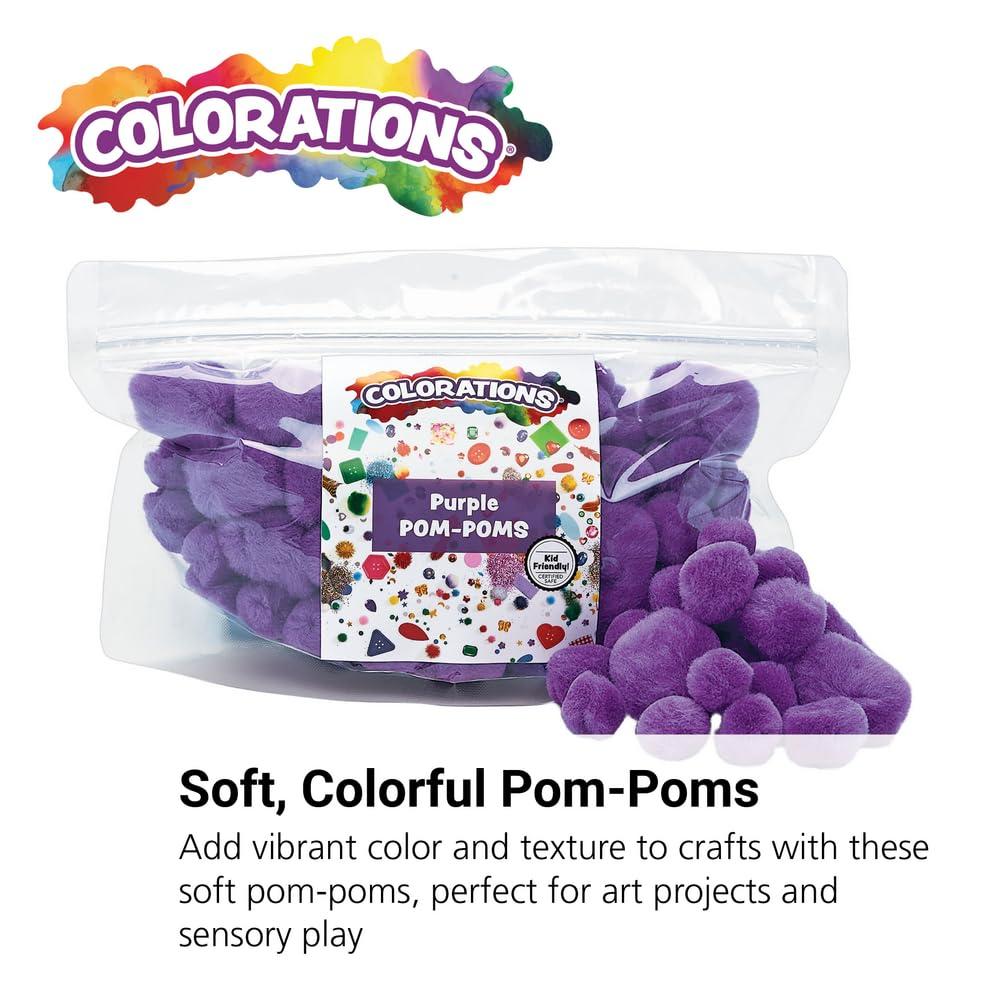 image:imageColorations Purple PomPoms Pack of 100 Colorful PomPoms for Arts and Crafts Soft Plush TopQuality Acrylic Versatile and Fun Assorted Craft PomsPoms Range from to 1