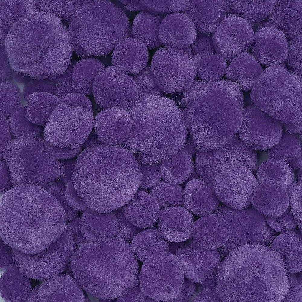 image:imageColorations Purple PomPoms Pack of 100  Colorful PomPoms for Arts and Crafts Soft Plush TopQuality Acrylic  Versatile and Fun Assorted Craft PomsPoms Range from  to 1