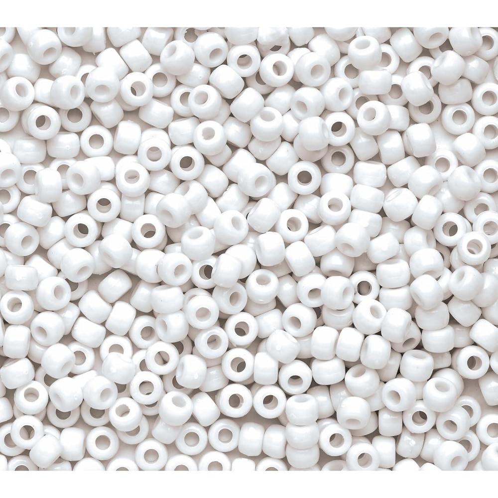 image:imageColorations White Pony Beads 12 lb Approx 800 Pcs in Resealable StandUp Storage Accent Beads Hair Accessory Slime Stringing Learn Teachers Kids Arts amp Crafts