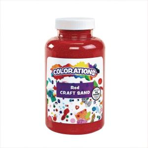 Colorations Colorful Vibrant Sand 22 oz Jar for Arts and Crafts & Play Activity, White (CSWH)(Red)