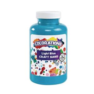 Colorations Colorful Vibrant Sand 22 oz Jar for Arts and Crafts & Play Activity, Black (CSBK)(Light Blue)