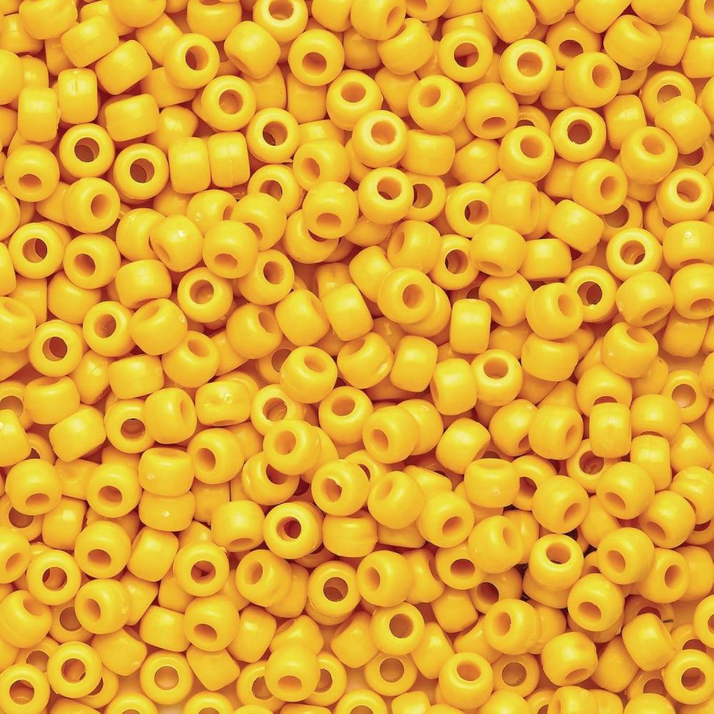 image:imageColorations Yellow Pony Beads 12 lb Approx 800 Pcs in Resealable StandUp Storage Accent Beads Hair Accessory Slime Stringing Learn Teachers Kids Arts amp Crafts