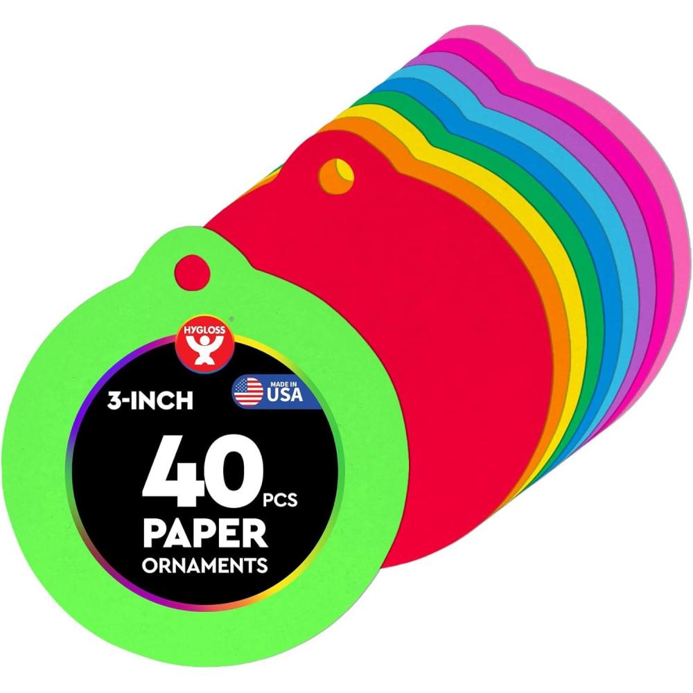 image:imageHygloss PreCut Ornament Shapes for DIY Holiday Arts and Crafts Christmas Trees Gifts Tags Bright Cardstock3Inches100 Pcs Assorted ColorsColored