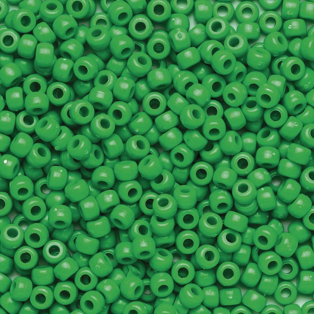 image:imageColorations Green Pony Beads 12 lb Approx 800 Pcs in Resealable StandUp Storage Accent Beads Hair Accessory Slime Stringing Learn Teachers Kids Creative Arts amp Crafts