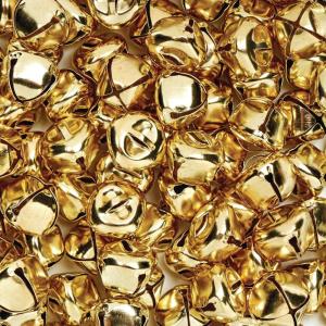 Colorations® Gold Jingle Bells, 150 Pieces, Hole for threading, Great for Crafts and so much fun for Holidays, Christmas, Costumes, Make necklace, bracelets or glue to sticks