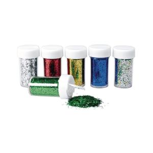 Colorations® Plastic Glitter Pack, Great for Arts and Crafts, Painting, Scrapbooking, Slime, Holiday Parties and More, Each Color Comes in a 3/4 oz. Shaker Jar, Set of 6