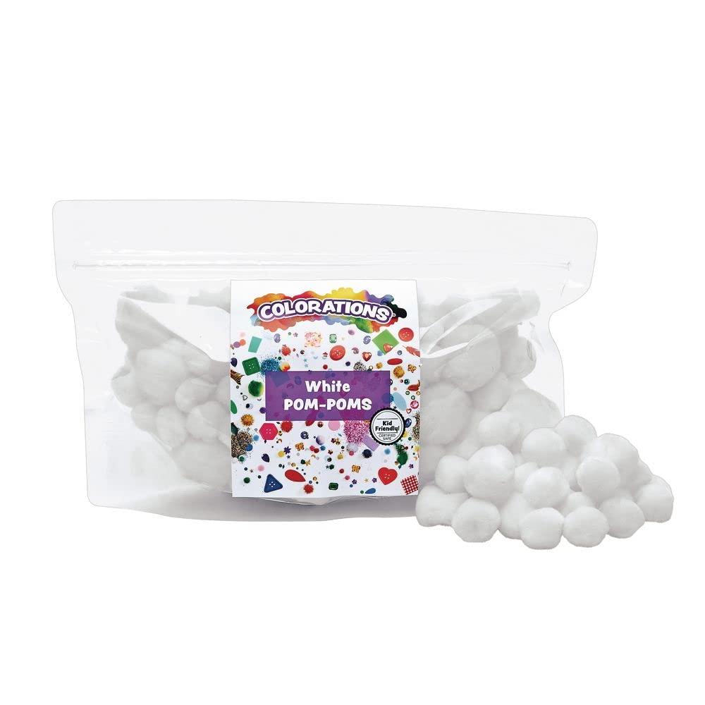 image:imageColorations White Super Fluffy Soft Acrylic Single Color Pom Poms Set of 100 3 Sizes Resealable Bag for Kids Arts amp Crafts DIY Crafts Hobby Supplies Creative Craft DIY Material Quality