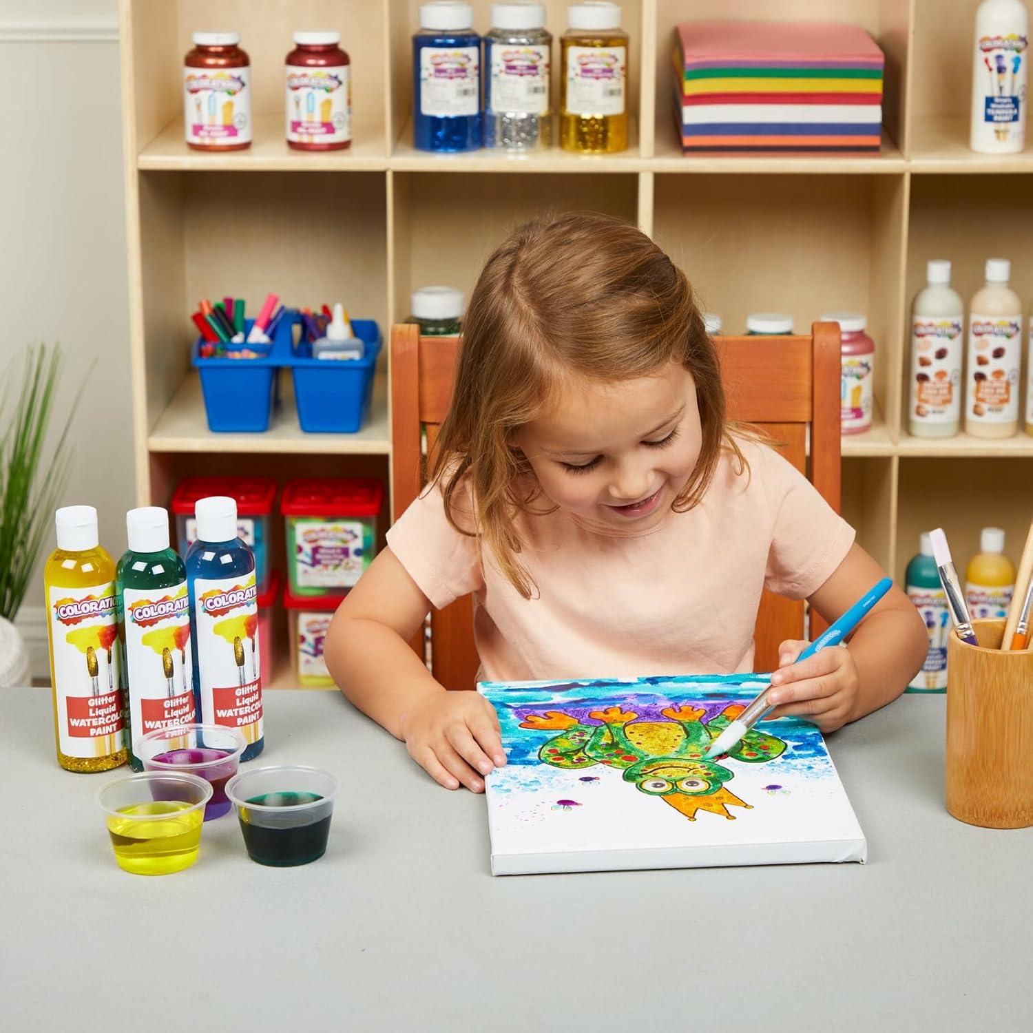 image:imageColorations Liquid Glitter Watercolor Paint 8 fl oz Yellow NonToxic Painting Kids Craft Hobby Fun Water Color Posters Cool effects Versatile Gift GLWCYE