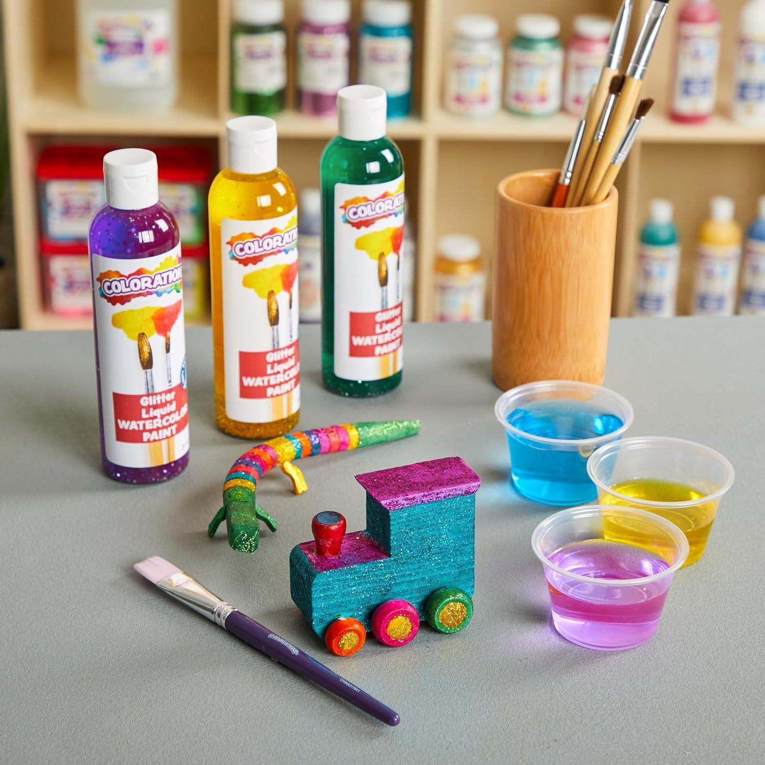 image:imageColorations Liquid Glitter Watercolor Paint 8 fl oz Yellow NonToxic Painting Kids Craft Hobby Fun Water Color Posters Cool effects Versatile Gift GLWCYE