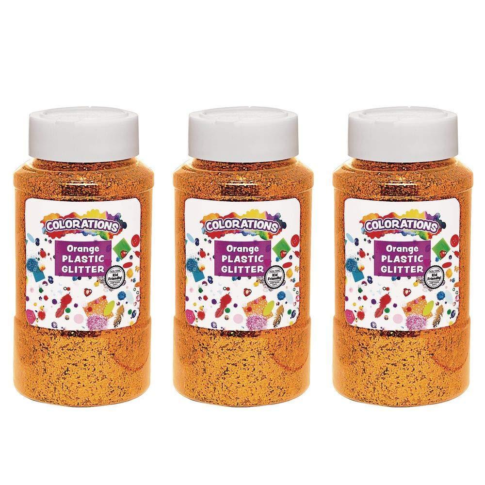 image:imageColorations ExtraSafe Plastic Orange Glitter 3 lbs Each Jar 1 lb 3 Easy Dispensing Shaker Jars Great for Arts amp Crafts Decorating Slime Holiday Party Weddings ScrapbookingNon Toxic Glitter