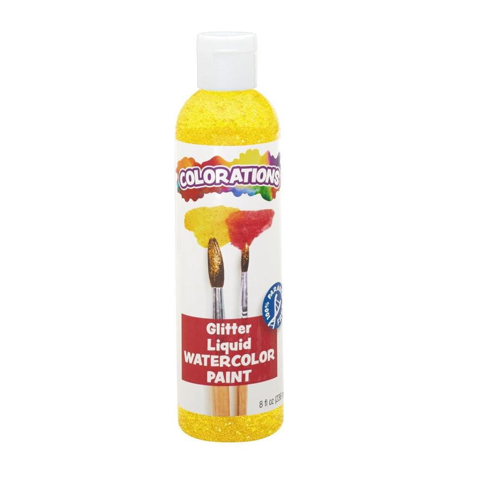 image:imageColorations Liquid Glitter Watercolor Paint 8 fl oz Yellow NonToxic Painting Kids Craft Hobby Fun Water Color Posters Cool effects Versatile Gift GLWCYE