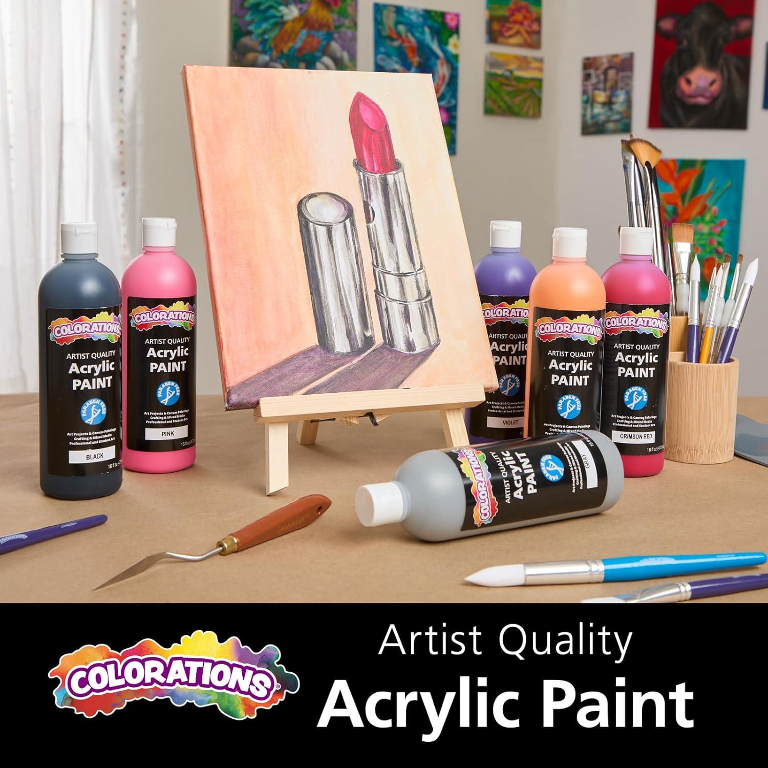 image:imageColorations Artist Quality Acrylic 18 Color Paint Set 16 oz 473ml Made in United States ParabenFree NonToxic Acrylic Paint for Adults and KidsBlack