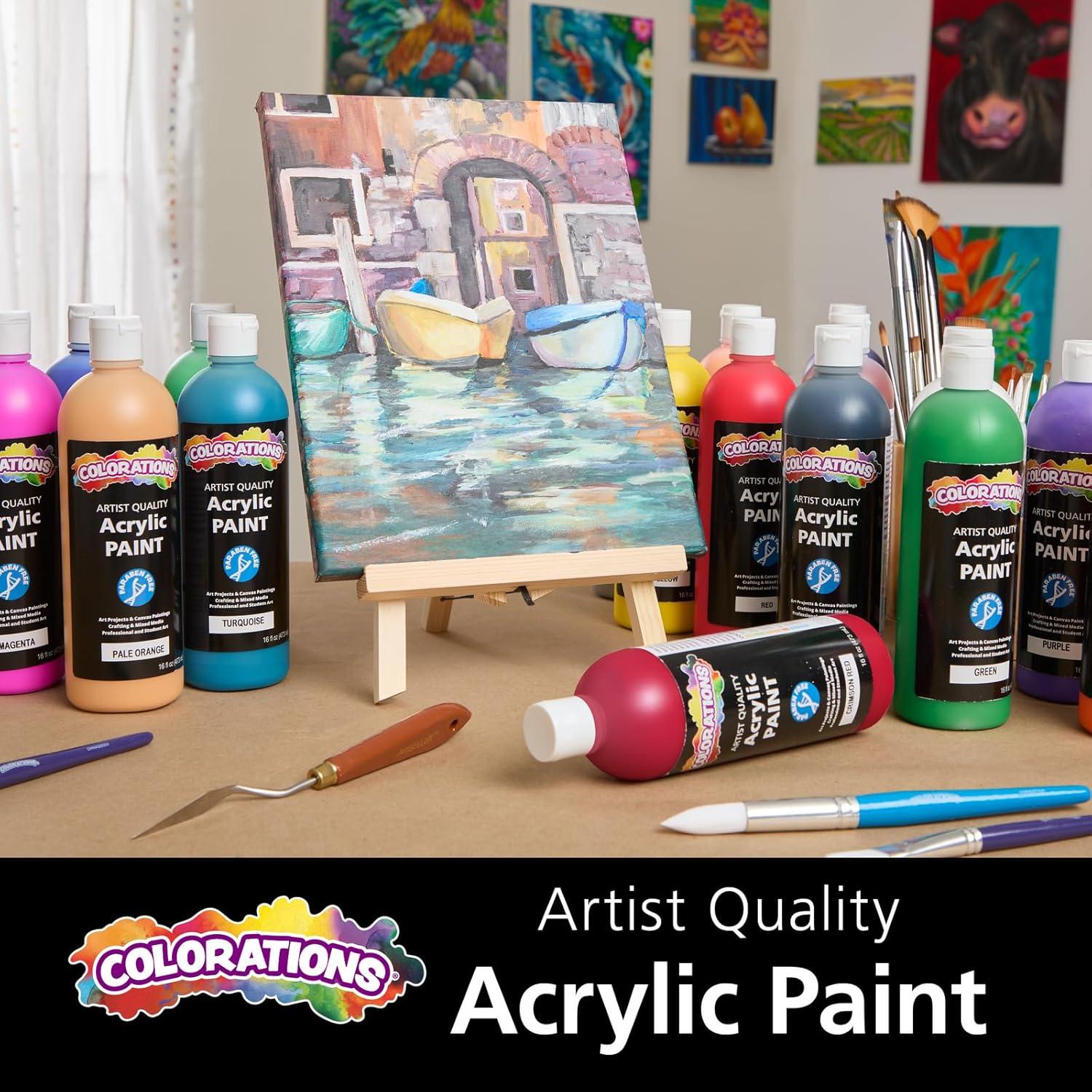 image:imageColorations Artist Quality Acrylic 18 Color Paint Set 16 oz 473ml Made in United States ParabenFree NonToxic Acrylic Paint for Adults and KidsSpectrum Set of 18
