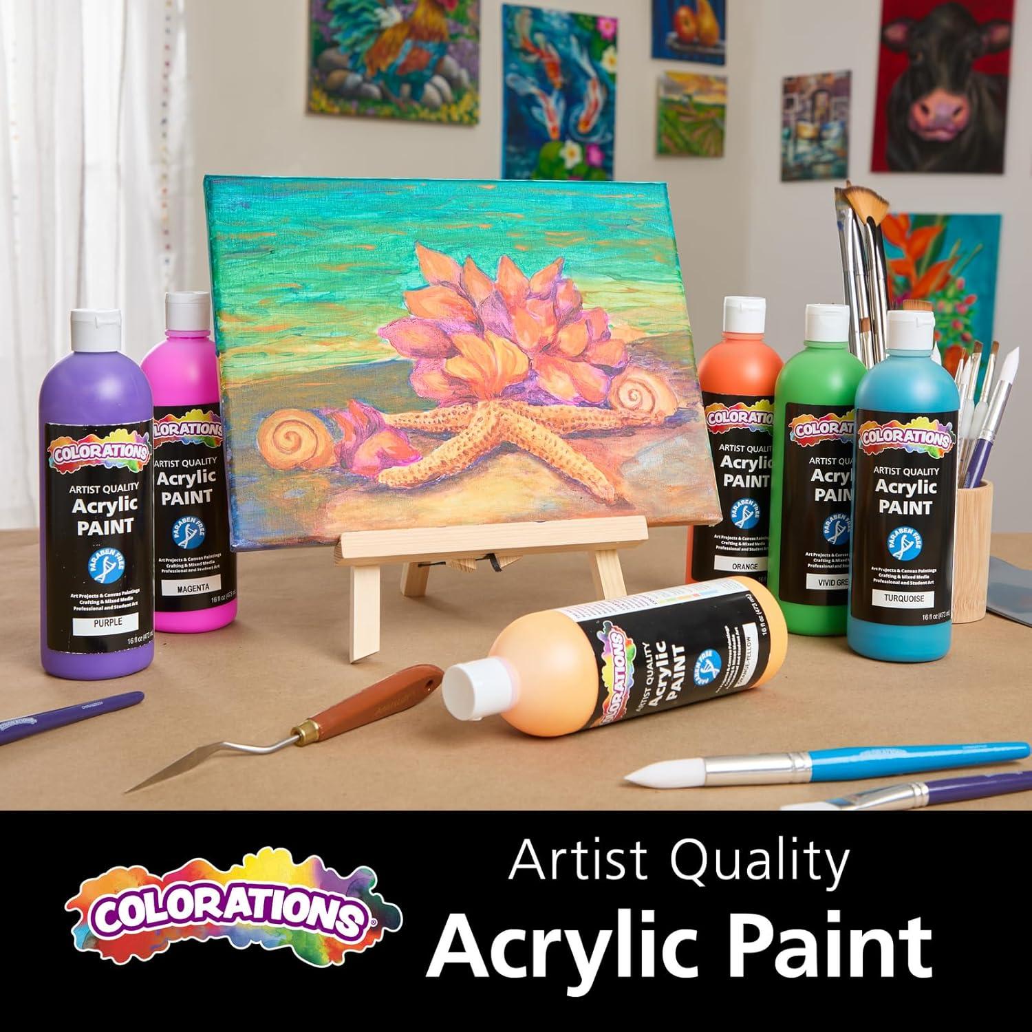 image:imageColorations Artist Quality Acrylic 18 Color Paint Set 16 oz 473ml Made in United States ParabenFree NonToxic Acrylic Paint for Adults and KidsTropical Set of 6