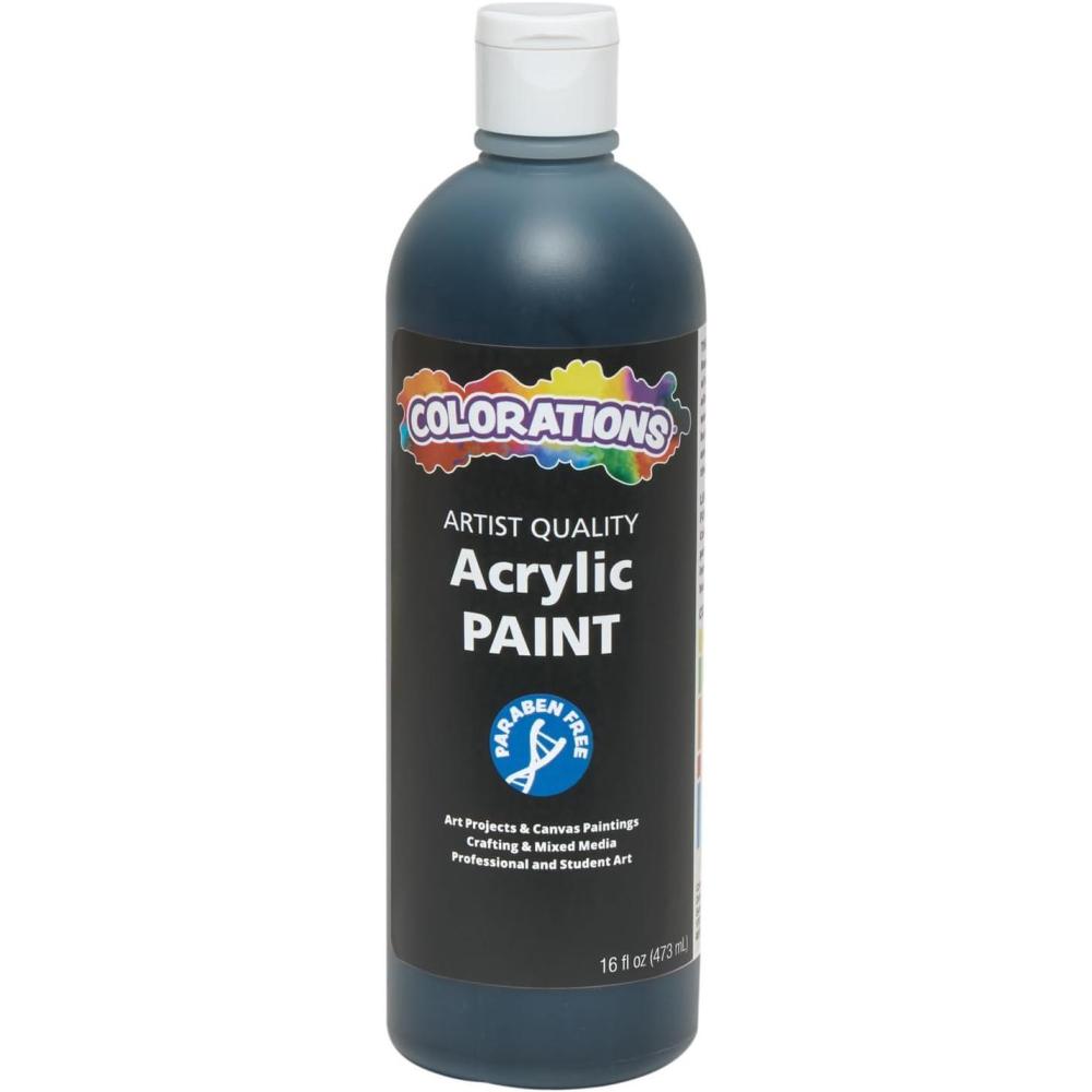 image:imageColorations Artist Quality Acrylic 18 Color Paint Set 16 oz 473ml Made in United States ParabenFree NonToxic Acrylic Paint for Adults and KidsBlack