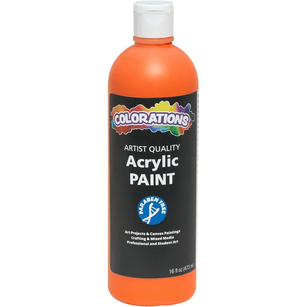 image:imageColorations Artist Quality Acrylic 18 Color Paint Set 16 oz 473ml Made in United States ParabenFree NonToxic Acrylic Paint for Adults and KidsOrange
