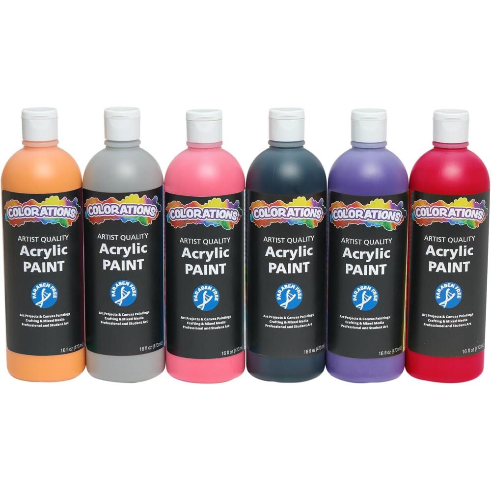 image:imageColorations Artist Quality Acrylic 18 Color Paint Set 16 oz 473ml Made in United States ParabenFree NonToxic Acrylic Paint for Adults and KidsSmolder Set of 6
