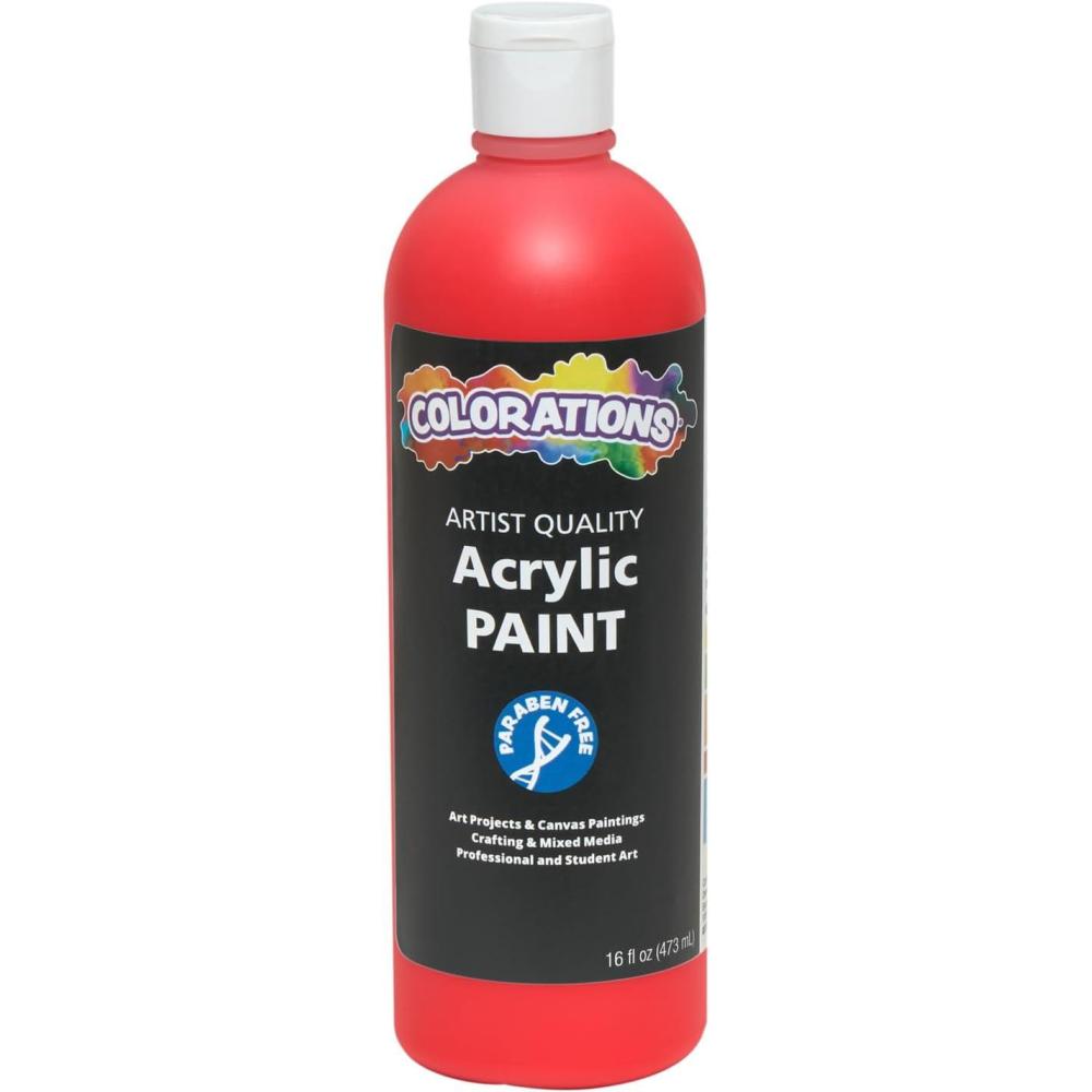 image:imageColorations Artist Quality Acrylic 18 Color Paint Set 16 oz 473ml Made in United States ParabenFree NonToxic Acrylic Paint for Adults and Kidsred