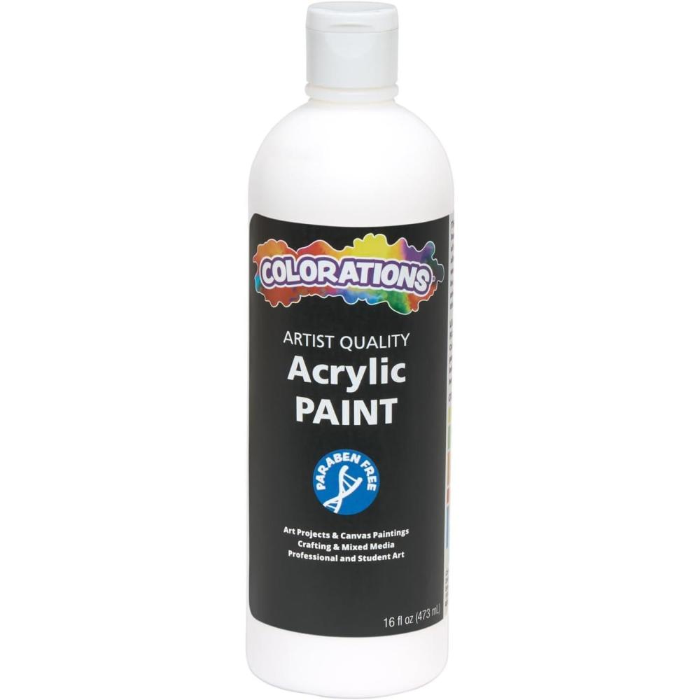 image:imageColorations Artist Quality Acrylic 18 Color Paint Set 16 oz 473ml Made in United States ParabenFree NonToxic Acrylic Paint for Adults and Kidswhite