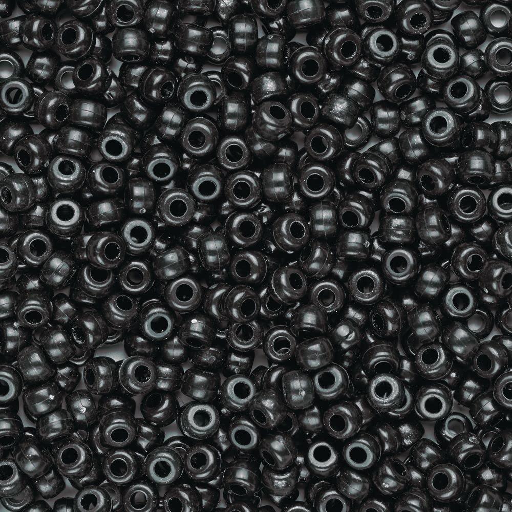 image:imageColorations Black Pony Beads 12 lb Approx 800 Pcs in Resealable StandUp Storage Accent Beads Hair Accessory Slime Stringing Learn Teachers Kids Creative Arts amp Crafts Item SPONYBK