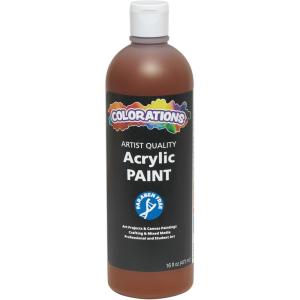Colorations Artist Quality Acrylic 18 Color Paint Set. 16 oz (473ml) – Made in United States, Paraben-Free, Non-Toxic, Acrylic Paint for Adults and Kids(Brown)