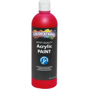 Colorations Artist Quality Acrylic 18 Color Paint Set. 16 oz (473ml) – Made in United States, Paraben-Free, Non-Toxic, Acrylic Paint for Adults and Kids(Crimson)