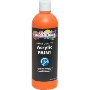 Colorations Artist Quality Acrylic 18 Color Paint Set. 16 oz (473ml) – Made in United States, Paraben-Free, Non-Toxic, Acrylic Paint for Adults and Kids(Orange)