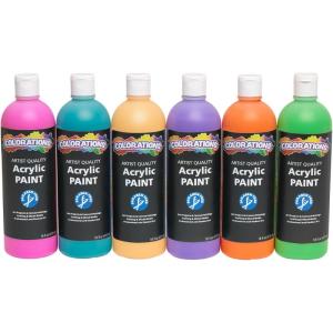 Colorations Artist Quality Acrylic 18 Color Paint Set. 16 oz (473ml) – Made in United States, Paraben-Free, Non-Toxic, Acrylic Paint for Adults and Kids(Tropical  Set of 6)