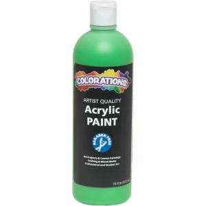 Colorations Artist Quality Acrylic 18 Color Paint Set. 16 oz (473ml) – Made in United States, Paraben-Free, Non-Toxic, Acrylic Paint for Adults and Kids(Vivid Green)