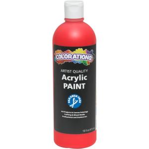 Colorations Artist Quality Acrylic 18 Color Paint Set. 16 oz (473ml) – Made in United States, Paraben-Free, Non-Toxic, Acrylic Paint for Adults and Kids(red)