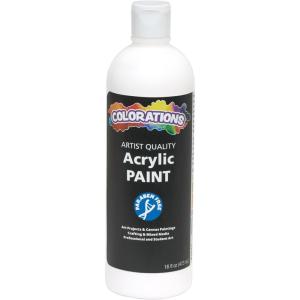 Colorations Artist Quality Acrylic 18 Color Paint Set. 16 oz (473ml) – Made in United States, Paraben-Free, Non-Toxic, Acrylic Paint for Adults and Kids(white)